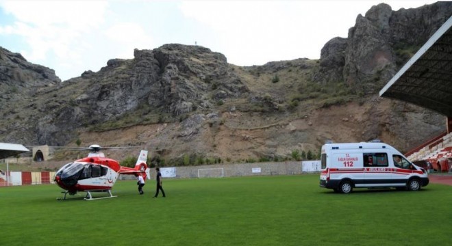 Ambulans helikopter hasta için stada indi