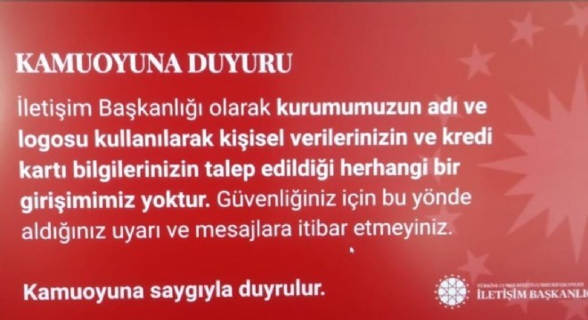 CB İletişim Başkanlığı'ndan dolandırıcılara karşı uyarı