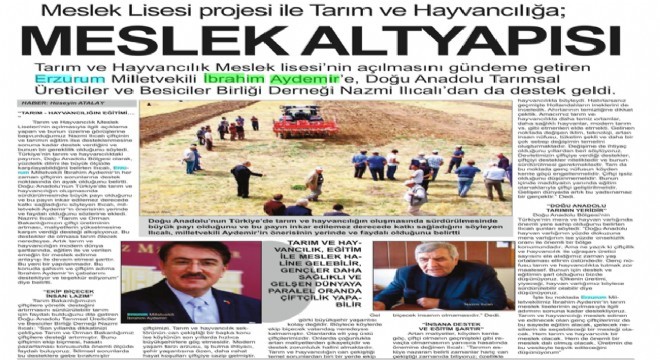 DOĞTARBESBİR'den Aydemir'e Tarım Lisesi teşekkürü