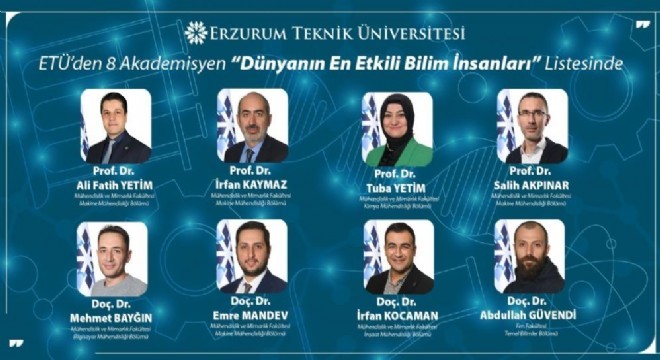 ETÜ'lü 8 akademisyen en etkili bilim insanları listesinde