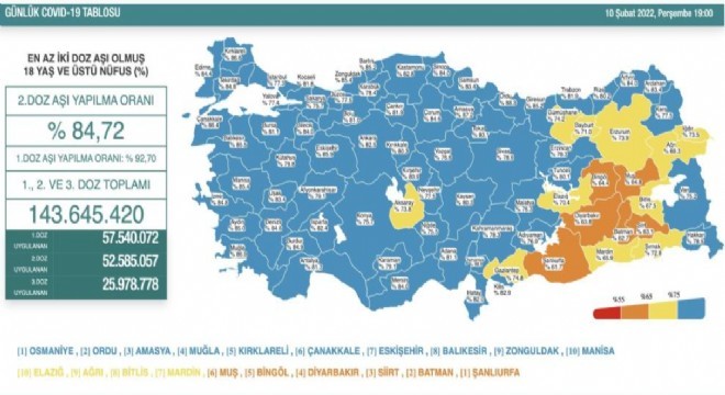 Erzurum aşı oranının en düşük olduğu 17 il arasında