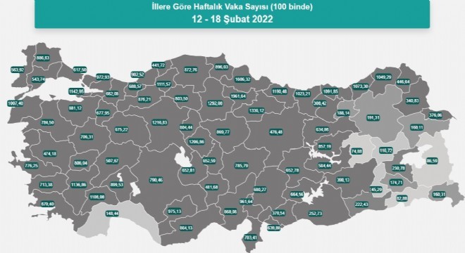 Erzurum vaka sayısında 71'inci sıraya indi