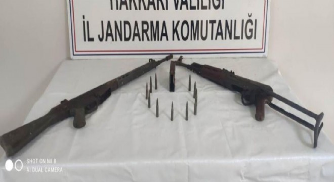 Mağara'da silah ele geçirildi