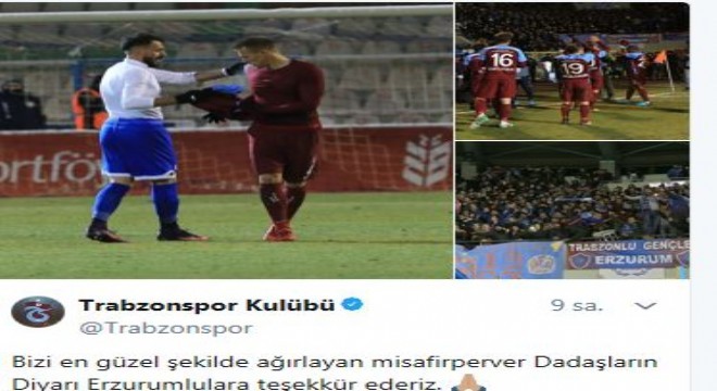 Trabzonspor'dan Erzurum'a taşekkür